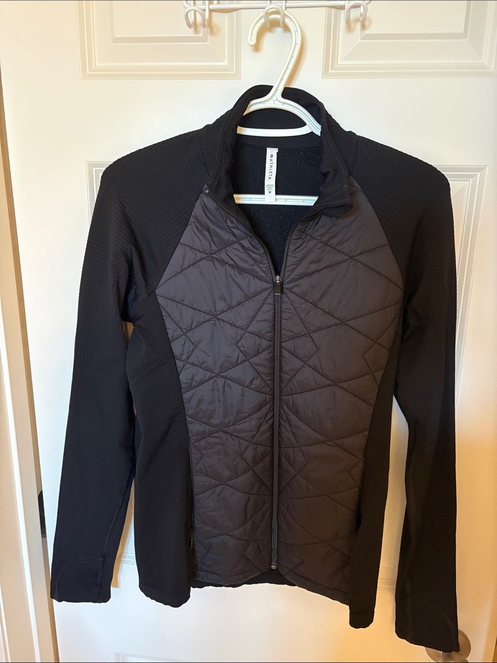 Athleta Black Quilted Front Utility Jacket